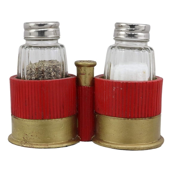Ebros Western 12 Gauge Shotgun Shells Hunter's Ammo Salt and Pepper Shakers Holder Decorative Figurine Set with Two Glass Shakers Country Cowboy Cowgirl Hunters Outdoorsmen Decor Statue
