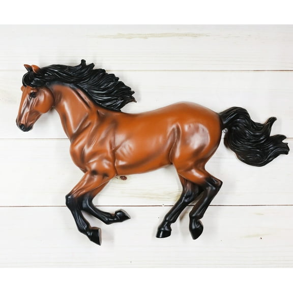 Ebros Western Running Brown Chestnut Horse Wall Decor Sculpture 15.5" Wide