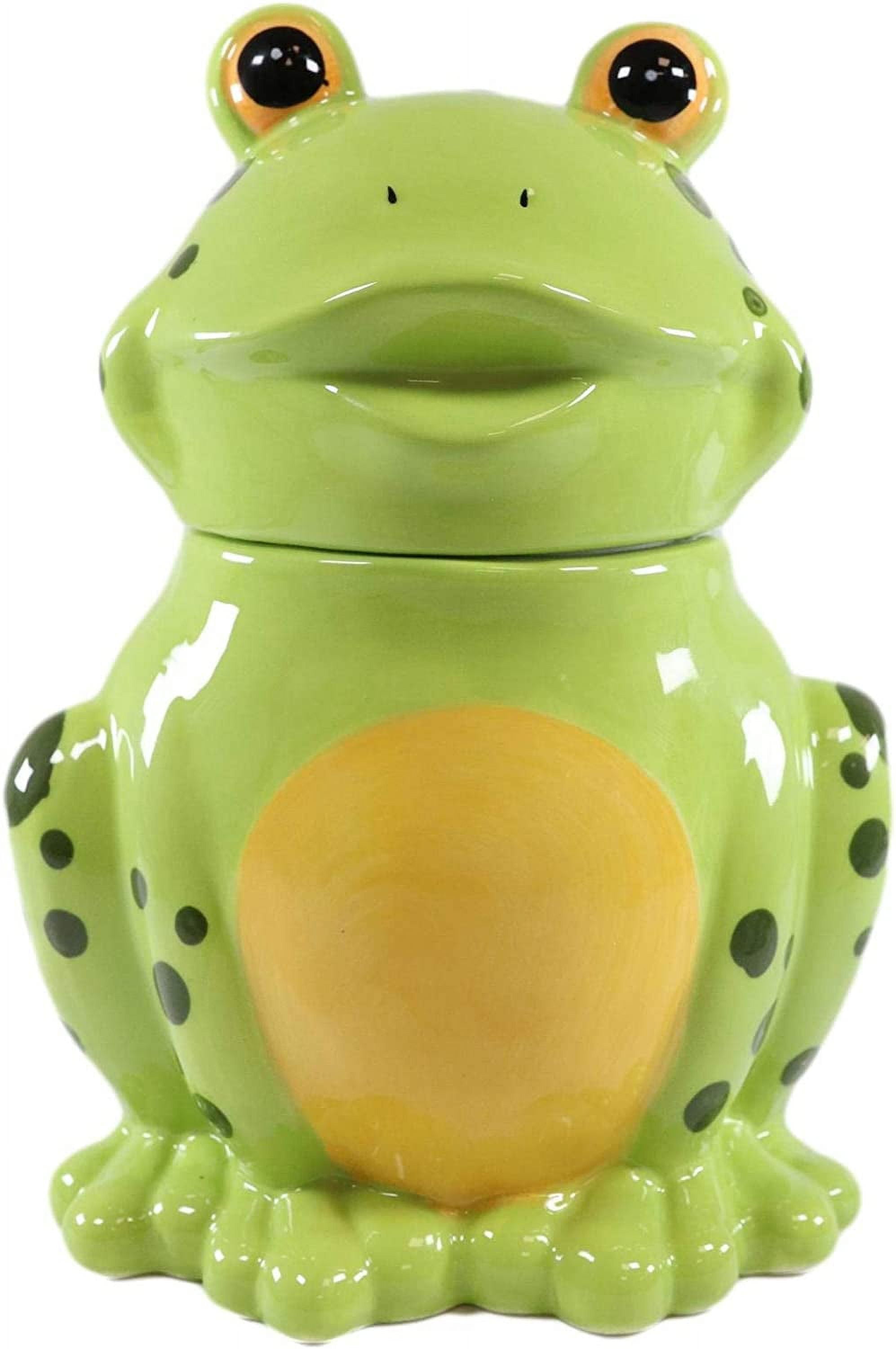 Ebros Whimsical Froggie Croak The Green Spotted Frog Ceramic Cookie Jar