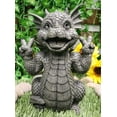 thumbnail image 1 of Ebros Whimsical Garden Dragon with Hippie Peace Sign Gesture Statue 10.5" Tall, 1 of 6