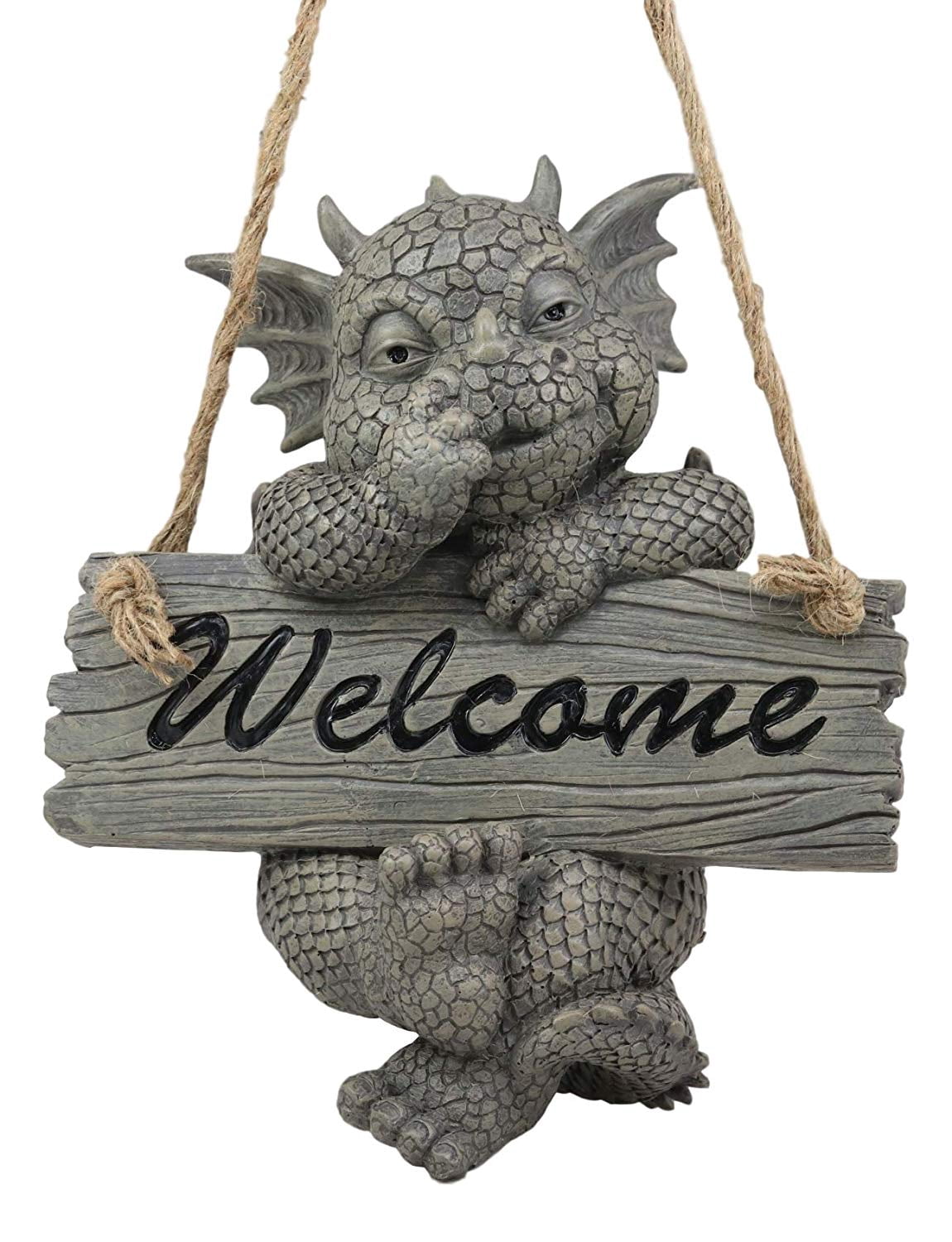Ebros Whimsical Jute Strings Hanging Welcome Garden Dragon Picking Nose ...