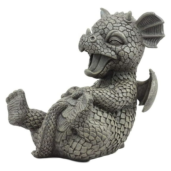 Ebros Whimsical L.O.L Soul Garden Laughing Out Dragon Statue 7.75" Tall Faux Stone Resin Finish Hilarious LOL Fantasy Animated Dragons Welcome Guest Greeter Decor Figurine