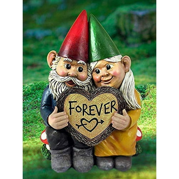 Ebros Whimsical Mr and Mrs Gnome 'Forever Love Struck' Couple Statue 6.25" Tall