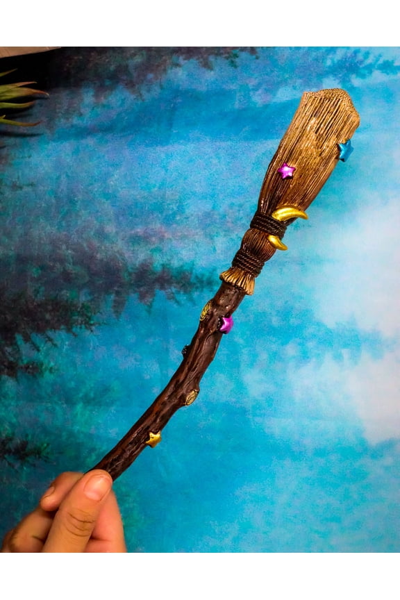 Ebros Wicca Occult Hocus Pocus Stars and Moon Witch's Broom Magic Wand Cosplay