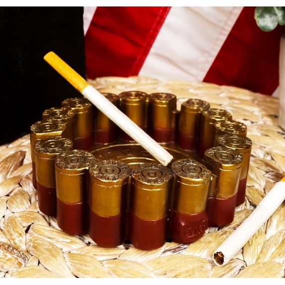Ebros Wild Western 12 Gauge Shotgun Shell Round Cigarette Ashtray Figurine 4.5"W