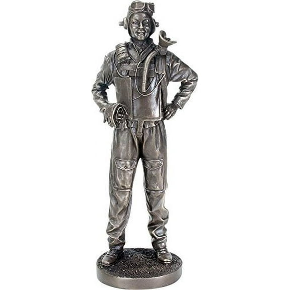 Ebros World War II Airman Figurine Fighter Jet Pilot Sculpture 11.75 Inch Height Soldier Allies Unit Historical Decor