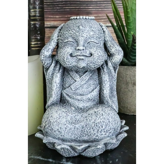 Ebros Zen Meditating Japanese Bosatsu Jizo Monk On Lotus Throne Statue 4" Tall