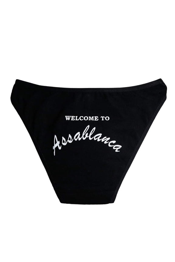 Assablanca Panty Cute & Sexy Hipster Bikini Women's Undies String Underwear Casablanca Novelty Design Panties (Black, Large)