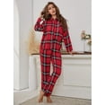 thumbnail image 1 of ebukurty Cozy Women's Pajama Set 2 Piece Red Plaid Button Long Sleeves Lounge Sets, Sizes S-XL, 1 of 6