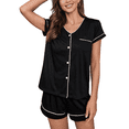 thumbnail image 1 of ebukurty Black Pajama Sets for Women 2 Piece V-neck Short Sleeve Soft Sleepwear, Sizes S-XL, 1 of 8