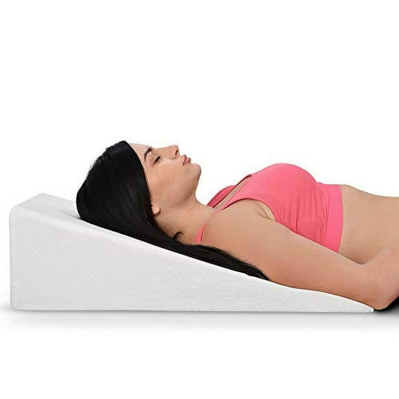 Ebung 7" Bed Wedge Memory Foam Pillow with Washable Cover - Comfortable Sleeping - Neck and Back Pain Relief, Snoring, Acid Reflux, Heartburn, Allergies