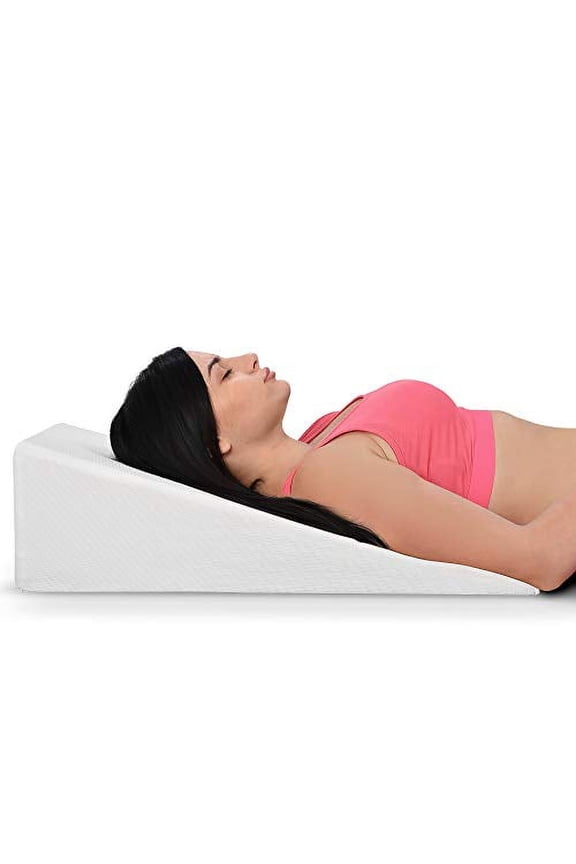 Ebung 7" Bed Wedge Memory Foam Pillow with Washable Cover - Comfortable Sleeping - Neck and Back Pain Relief, Snoring, Acid Reflux, Heartburn, Allergies