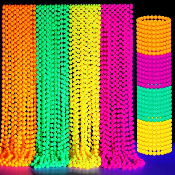 Ecally 48 Pcs Neon Bead Necklaces and Bracelets Glow in The Dark Party Supplies Colorful Glow Necklaces and Bracelets Bulk for Mardi Gras 80s Party Favors Carnival Concert Neon Night Accessories Y102