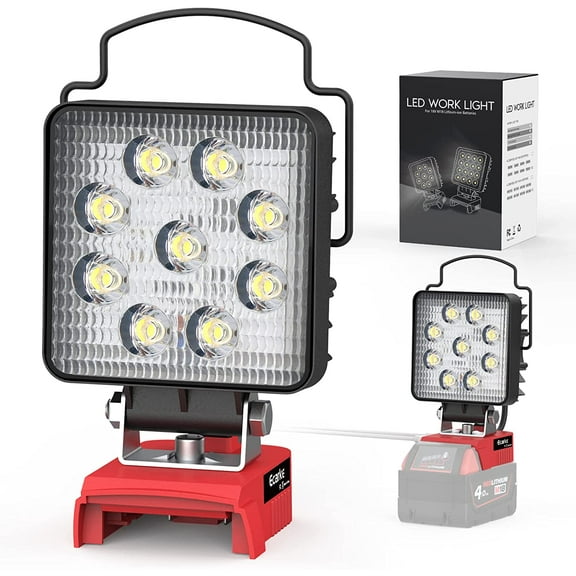 Ecarke 9 LED Cordless Work Light for Milwaukee M18 27w 18V Lithium Li-Ion Battery (Tool Only)