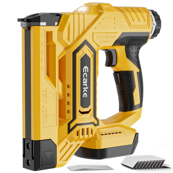 Ecarke Cordless Brad Nailer for Dewalt Battery, 5/8 to 1-1/4 Inch 18 Gauge 2-in-1 Nail Gun with 2000 Nails for Wood Carpentry, Tool Only, Brushless, 2 Mode, 5.9LBS