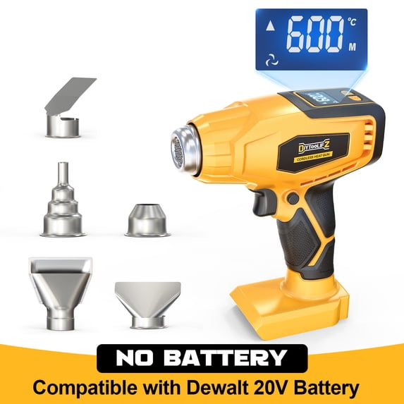 Ecarke Digital Display Cordless Heat Gun Hot Heating Equipment for Dewalt DCE530B 20V Max (Tool Only)