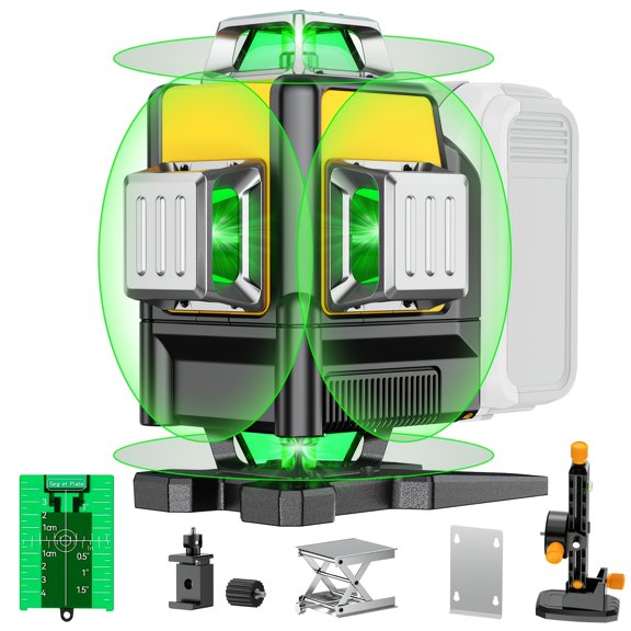 Ecarke Laser Level Compatible With DeWalt 20V Battery, 4D 4x360 Self Leveling, 4 Way Green 16-Line Lazer Leveler Tool For Construction Project, Floor Tile, Home Renovation, Indoor Use, Tool Only.