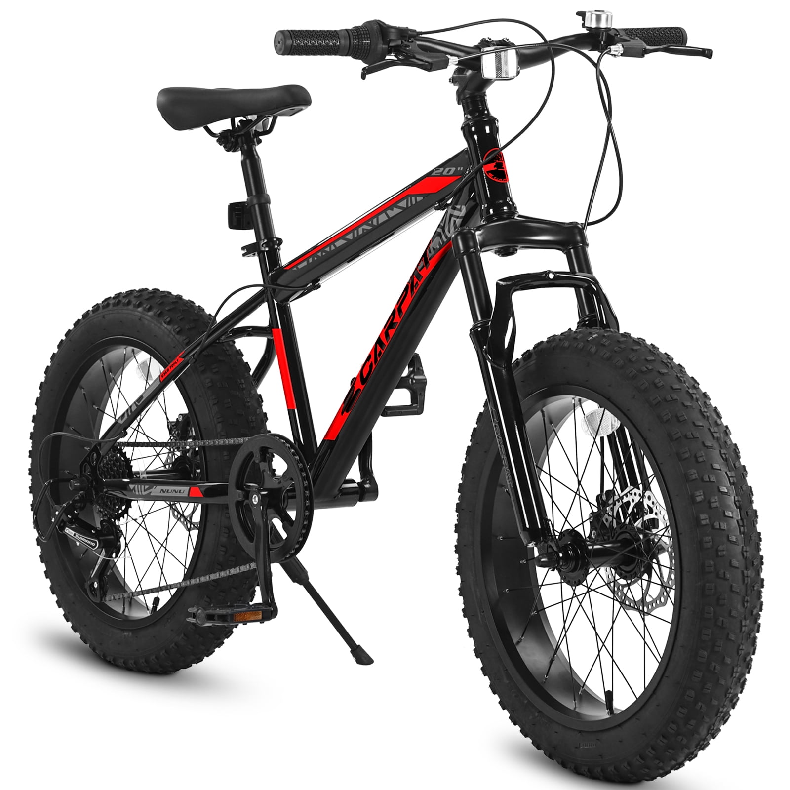 Ecarpat 20 Fat Tire Kids Mountain Bike Shimano 7 Speed Dual Disc Brake 14 Steel Frame Walmart