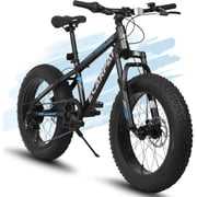 Ecarpat 20x4 Inch Fat Tire Mountain Bike,Dual Disc Brakes Suspension Fork, 7-Speed Boys Girls Mountain Bikes, All Terrain Kids Mountain Bikes for Boys and Girls 8-15 Years Old