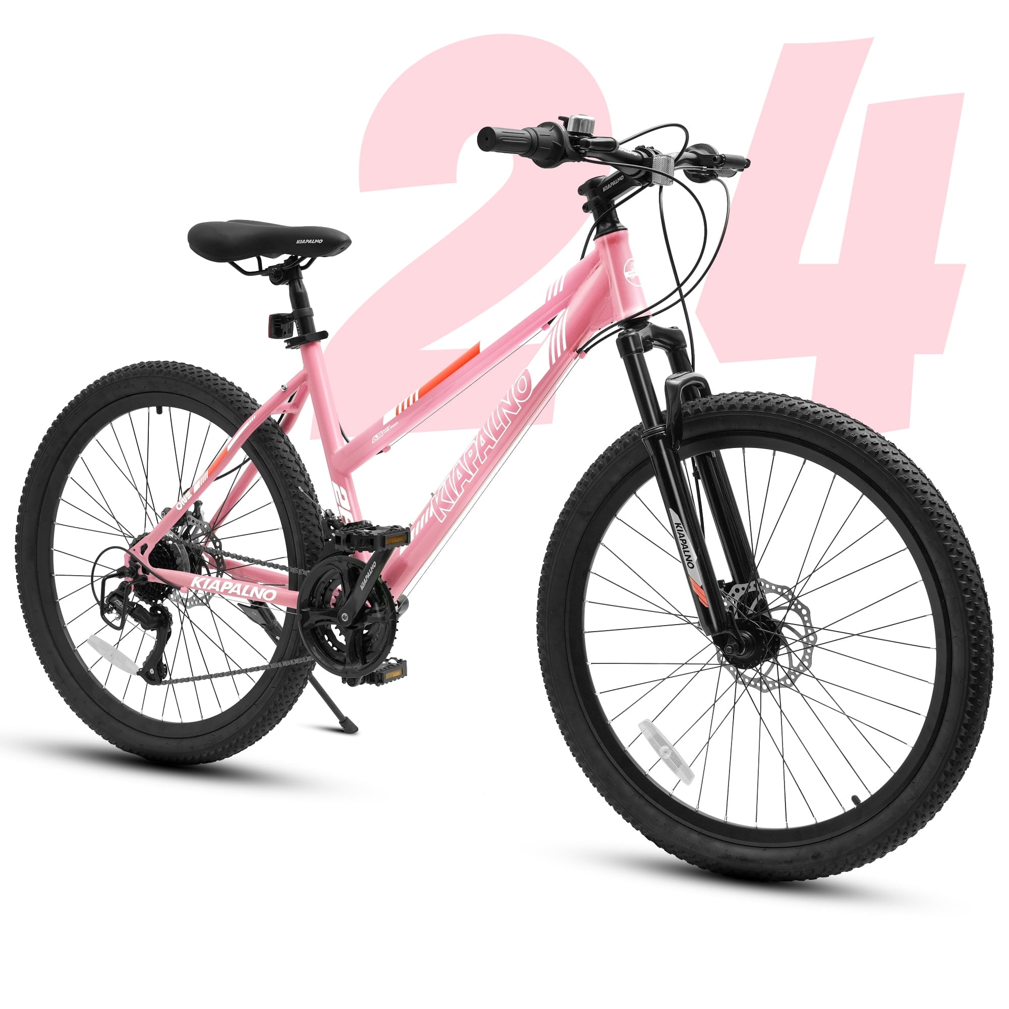 Ecarpat 24 Inch Mountain Bike, Disc Brakes 21 Speeds Women Mens Bike, Steel Frame and Suspension Fork, Adult and Teens Sport Bicycle for Urban Trail Snow Commuter Pink
