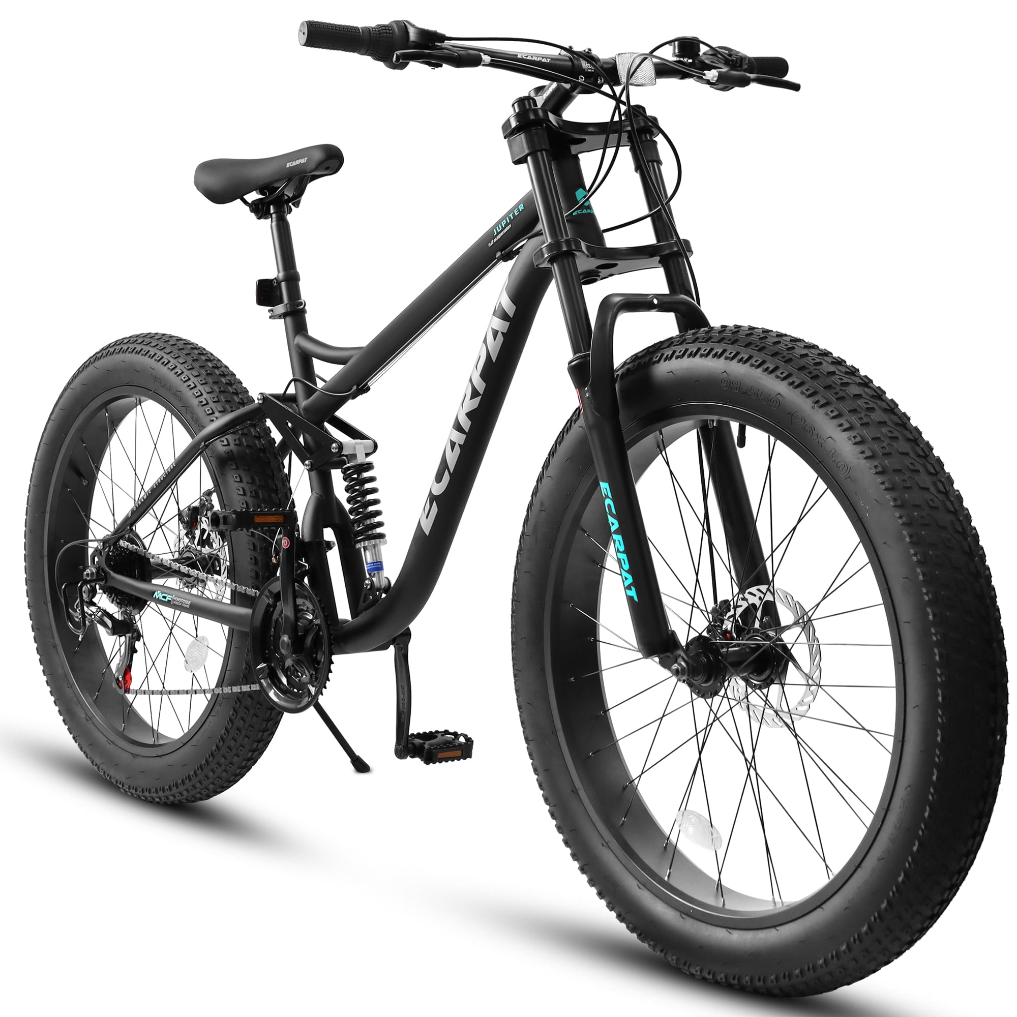 Ecarpat 26 inch Full Suspension Fat Tire Mountain Bike for Men 21 Speeds Disc Brake Walmart