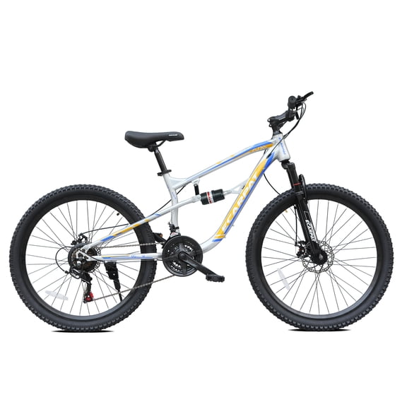 Ecarpat 26 Inch Full Suspension Mountain Bike, 21-Speed Adult Mountain Bicycle with Dual Disc Brakes, Carbon Steel Frame Off-Road Bike for Men Women Teens Students, Trail Commuter Cycling