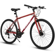 Ecarpat 27.5 inch road bike, 21 speed disc brakes carbon steel frame bike, racing city commuter road bike for adults men women.
