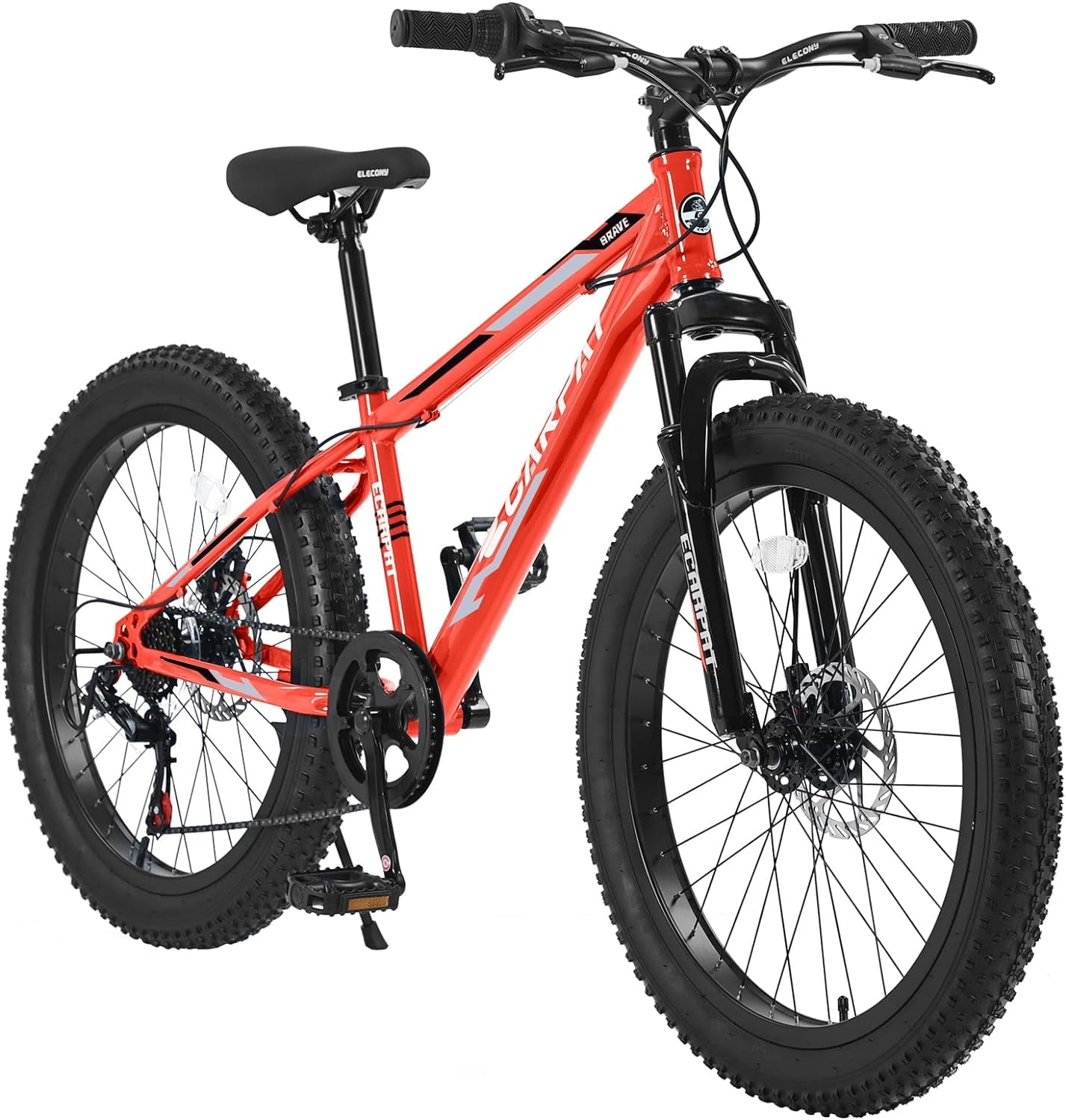 Ecarpat Fat Tire Mountain Bike for Adults Mens 24 inch, 21Speed Disc Brakes, Disc Brakes