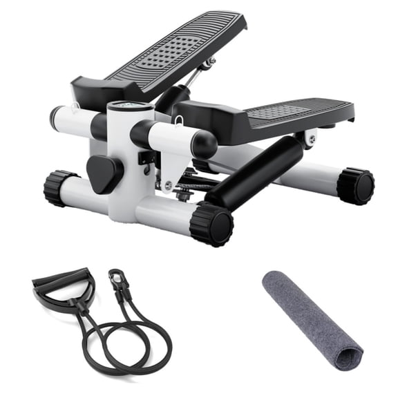 Ecarpat Fitness Stepper, Portable Hydraulic Fitness Stepper with Resistance Bands and Silent Design for Total Body Workout, Weight Capacity 300LBS, 11.3"L x 12.6"W x 7.8"H, White