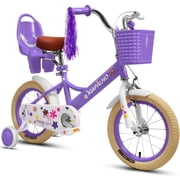 Ecarpat Girls Bike 16 Inch for 5-10 Years Old, Kids Bicycle with Removable Training Wheels, Streamers, Basket and Doll Seat, Coaster Brake Childrens Bicycle Birthday Gift for Boys Girls