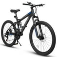 thumbnail image 1 of Ecarpat Mountain Bike 26 Inch Wheels, 21-Speed Full Suspension Mens Womens Trail Commuter City Mountain Bike, Carbon Steel Frame Disc Brakes Thumb Shifter Front Fork Rear Shock Absorber Bicycles, 1 of 7