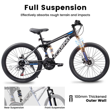 Ecarpat Mountain Bike , 27 inch bike, 21 speed full shock, adult bike, men's bike, long distance trekking bike, carbon steel frame disc, shock absorber , hybrid bike.