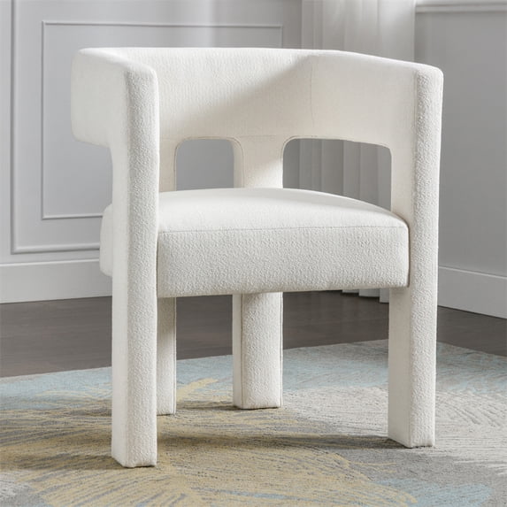 Ecarpat Upholstered Accent Chair, Sherpa Barrel Dining Chair with Arms, Comfy Side Chair for Living Room, Dining Room, Bedroom, Beige