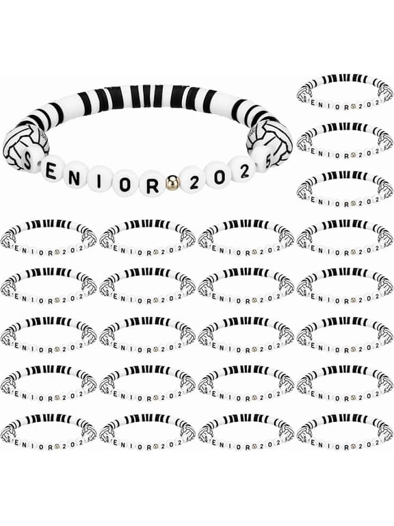 Ecation 24 Pack Senior 2025 Beaded Bracelets Adjustable Bulk
