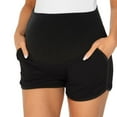 thumbnail image 1 of Ecavus Maternity Shorts Casual Stretchy Pregnancy Pants Black XL, 1 of 4