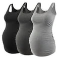 thumbnail image 1 of Ecavus Maternity Tank Tops Side Pleats And Ribbed Fabric Sleeveless Mama Pregnancy Clothes 3-Pack Black Gray Dark Gray M, 1 of 6