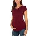 thumbnail image 1 of Ecavus Maternity Tops Short Sleeves Pregnancy Tunic for Women Wine Red S, 1 of 4