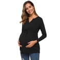 thumbnail image 1 of Ecavus Women's Maternity Tops Shirts Long Sleeve V Neck Pregnancy Blouse Black XL, 1 of 6