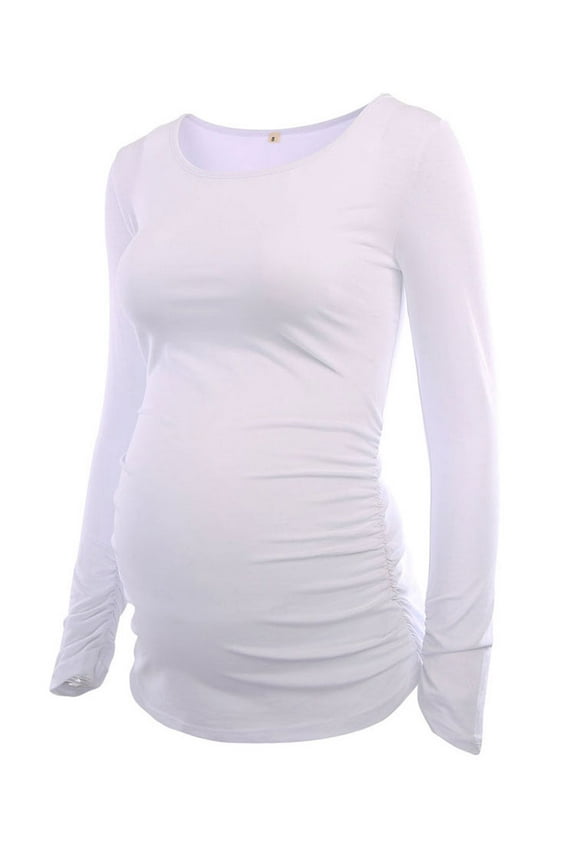 Women's Maternity Tunic Tops Casual Pregnancy T-Shirt White  L