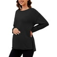 thumbnail image 1 of Ecavus Women's Oversize Maternity Clothes Side Slit Long Sleeves Tops With Pocket Fall Mama Pregnancy Tops Black L, 1 of 7