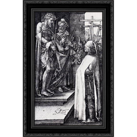Ecce Homo (Engraved Passion) 18x24 Black Ornate Wood Framed Canvas Art by Durer, Albrecht