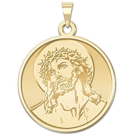 Ecce Homo Religious Medal - 1 Inch Size of a Quarter -Solid 14K Yellow Gold