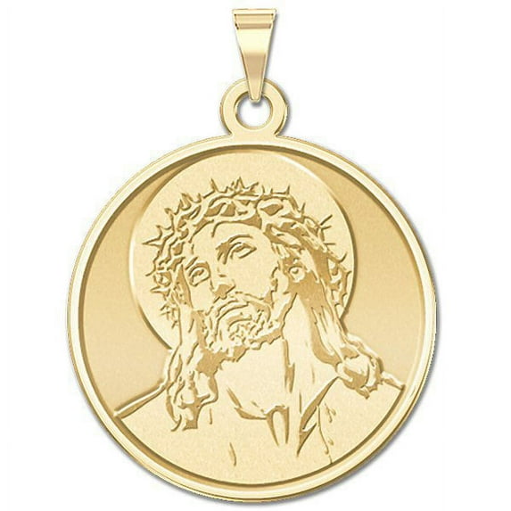 Ecce Homo Religious Medal - 3/4 Inch Size of a Nickel -Solid 14K Yellow Gold