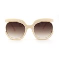 thumbnail image 1 of Eccentric Half Rim High Temple Runway Fashion Sunglasses Ivory Brown, 1 of 4