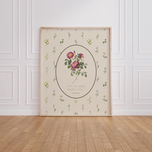 Ecclesiastes 3:11 Bible Wall Art Vintage Floral Scripture, Unframed Poster