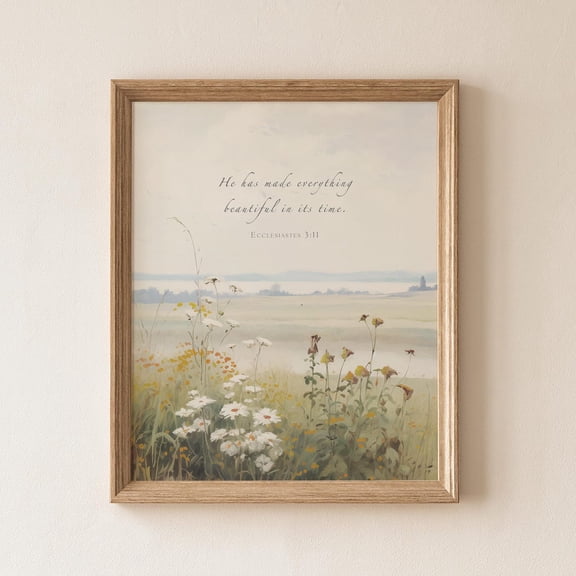 Ecclesiastes 3:11 Wildflower Landscape Print, Unframed Paper Poster 8x10in
