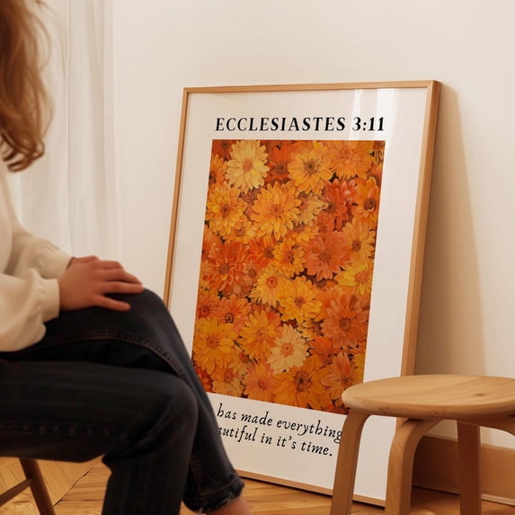 Ecclesiastes 3 Fall Floral Art: Christian Bible Verse Print - Walmart.com