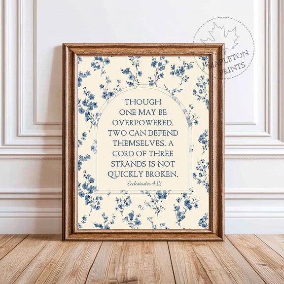 Ecclesiastes 4 12 Wedding Bible Verse Love Scripture Print, Unframed Paper Poster 8x10in