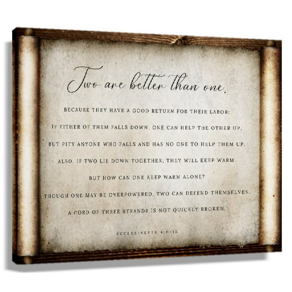 Ecclesiastes 4 9-12 Wall Art Bible Verse Poster Pictures For Living Room Giclee On Canvas For Bedroom Painting Framed 20x30 in