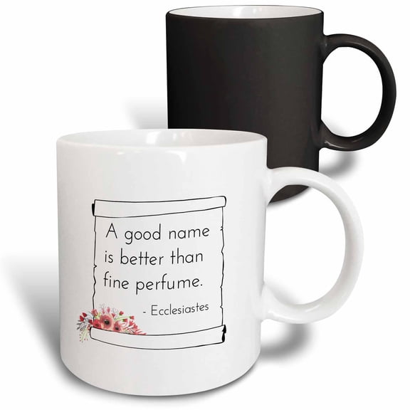 3drose, Ecclesiastes - a Good Name Is Better - on White, 11oz Magic Transforming Mug